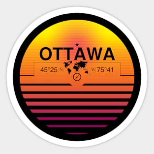 Ottawa, Ontario Retro Sunset Sticker